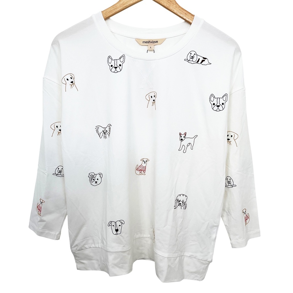 NWT Embroidered Dog Faces Shirt Women’s Large